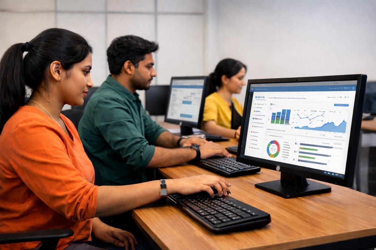 Students learning SEO and analytics in Digital Marketing & SEO Course in Chennai at Learnfella